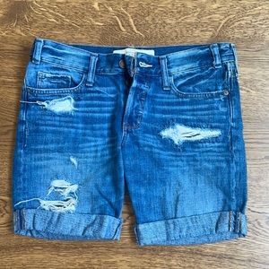 Abercrombie & Fitch Blue Denim Cuffed Shorts